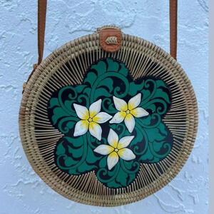 Pink Haley Rattan and Leather Strap Handmade with Love Bodybag Multicolor